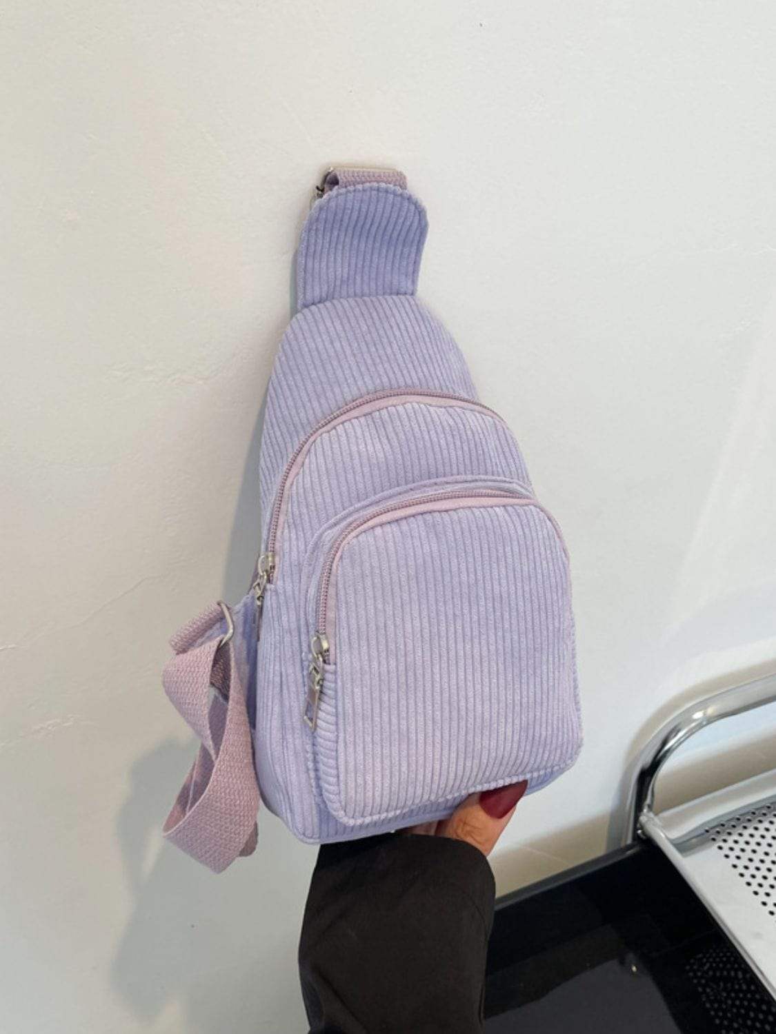 Corduroy Solid Color Crossbody Bag - Trendsi - Flyclothing LLC