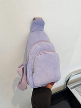 Corduroy Solid Color Crossbody Bag - Trendsi - Flyclothing LLC
