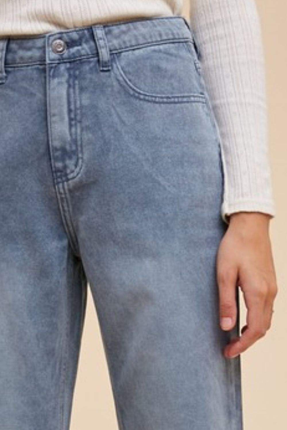 Annie Wear Distressed Raw Hem Jeans - Trendsi - Flyclothing LLC