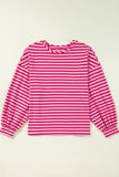 Striped Round Neck Long Sleeve Sweatshirt - Trendsi - Flyclothing LLC