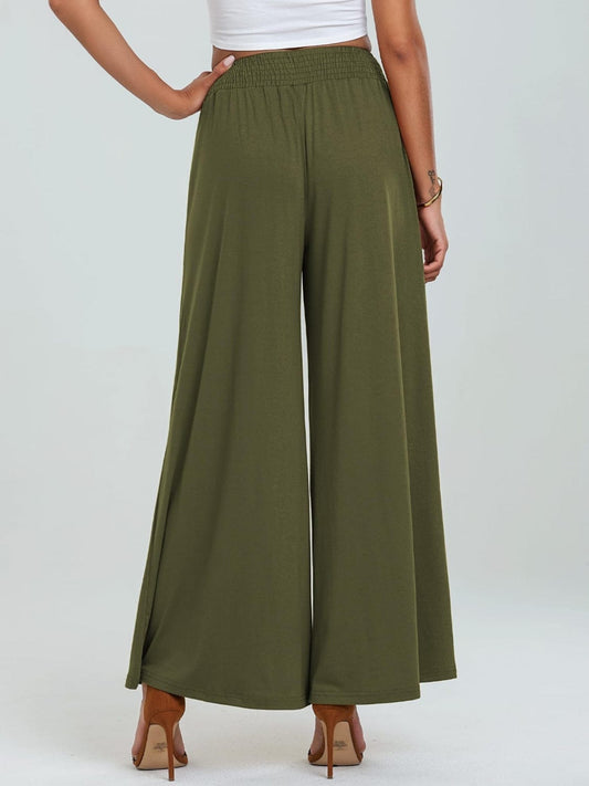 Pocketed Elastic Waist Wide Leg Pants - Trendsi