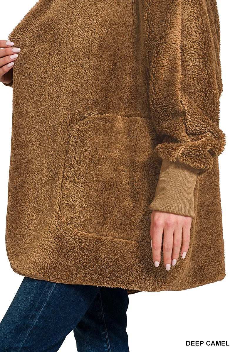 Zenana Hooded Faux Fur Jacket with Pockets - Trendsi - Flyclothing LLC