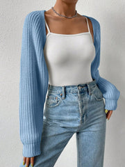 Honey Open Front Long Sleeve Cropped Cardigan - Trendsi