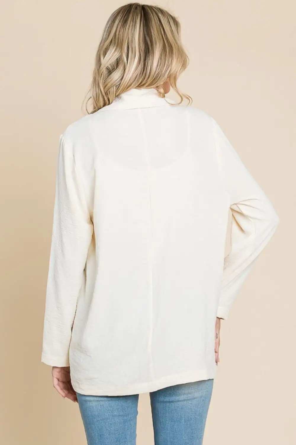 Culture Code One Button Long Sleeve Blazer with Pockets - Trendsi - Flyclothing LLC