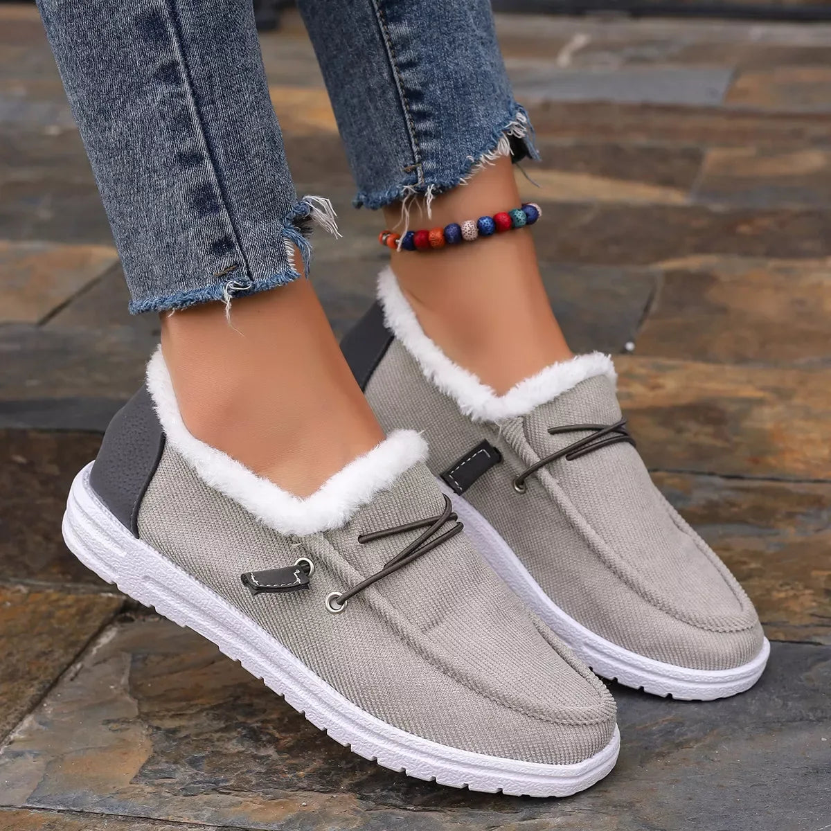 Faux Fur Lined Slip-Ons - Trendsi - Flyclothing LLC