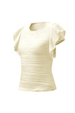 Textured Round Neck Cap Sleeve Top - Trendsi - Flyclothing LLC