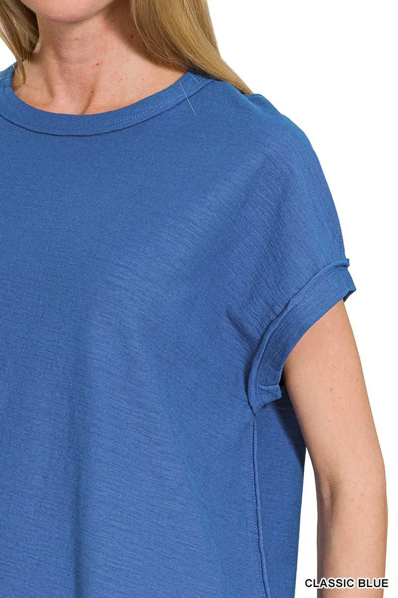 Zenana Cotton Slub Round Neck Short Sleeve T-Shirt - Trendsi - Flyclothing LLC