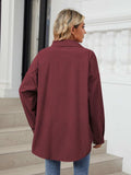 Collared Neck Long Sleeve Dropped Shoulder Shirt - Trendsi - Flyclothing LLC