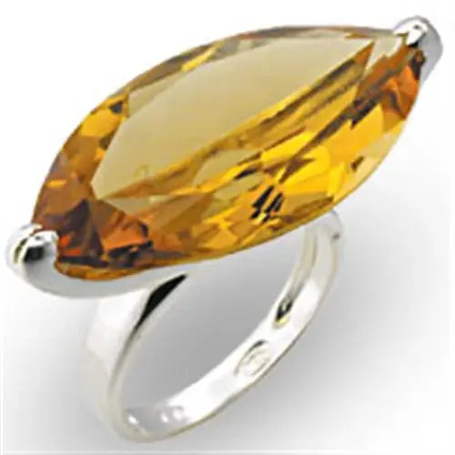 33915 - High-Polished 925 Sterling Silver Ring with AAA Grade CZ in Citrine - Alamode - Flyclothing LLC