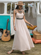 Waffle-Knit Tied Spaghetti Strap Dress - Trendsi - Flyclothing LLC