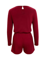 Long Sleeve Drawstring Romper - Trendsi - Flyclothing LLC