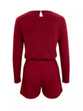 Long Sleeve Drawstring Romper - Trendsi - Flyclothing LLC