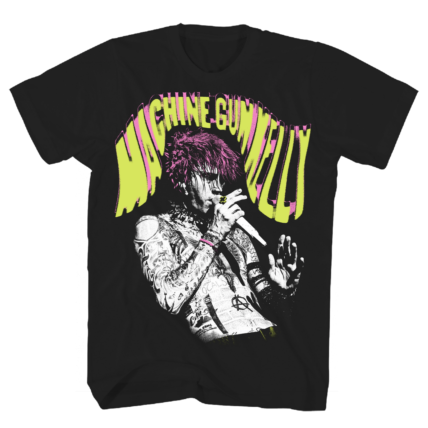 MACHINE GUN KELLY SINGING PHOTO BLACK TEE