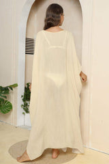 V-Neck Three-Quarter Sleeve Cover-Up - Trendsi - Flyclothing LLC