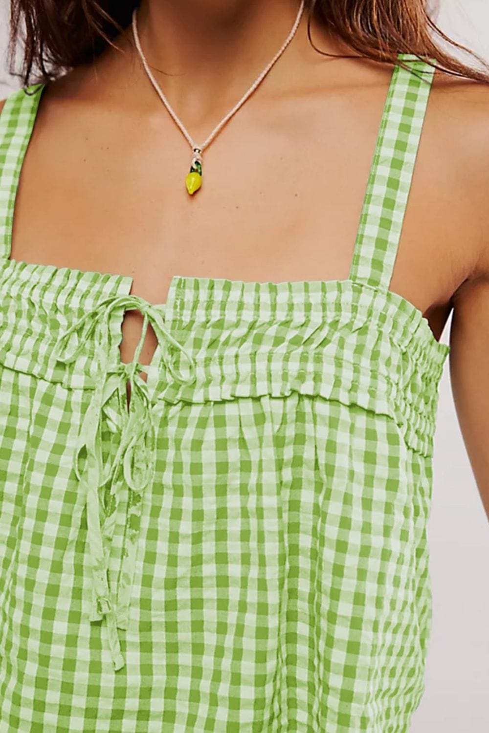 Tied Front Textured Square Neck Cami - Trendsi - Flyclothing LLC