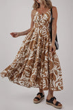 Floral Shirred High Waist Spaghetti Straps Dress - Trendsi