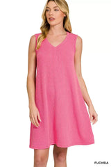 Zenana Raised Rib Sleeveless Mini Dress - Trendsi - Flyclothing LLC