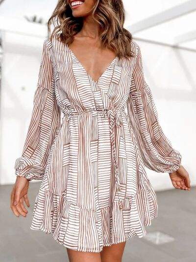 Cutout Back Surplice Long Sleeve Dress - Trendsi - Flyclothing LLC