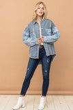 And The Why Full Size Paisley Print Quilted Sleeves Denim Jacket - Trendsi - Flyclothing LLC