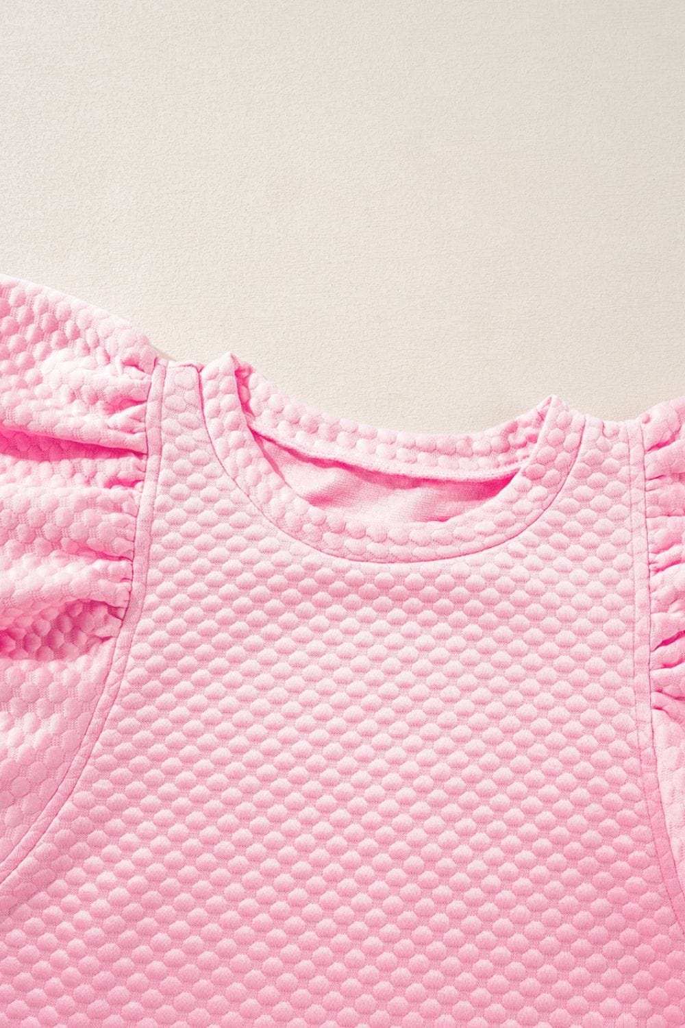 Textured Ruffle Cap Sleeve Top - Trendsi - Flyclothing LLC