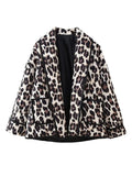 Leopard Open Front Long Sleeve Outerwear - Trendsi