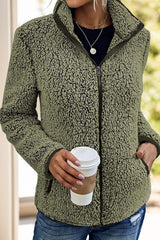 Pocketed Zip Up Turtleneck Jacket - Trendsi - Flyclothing LLC