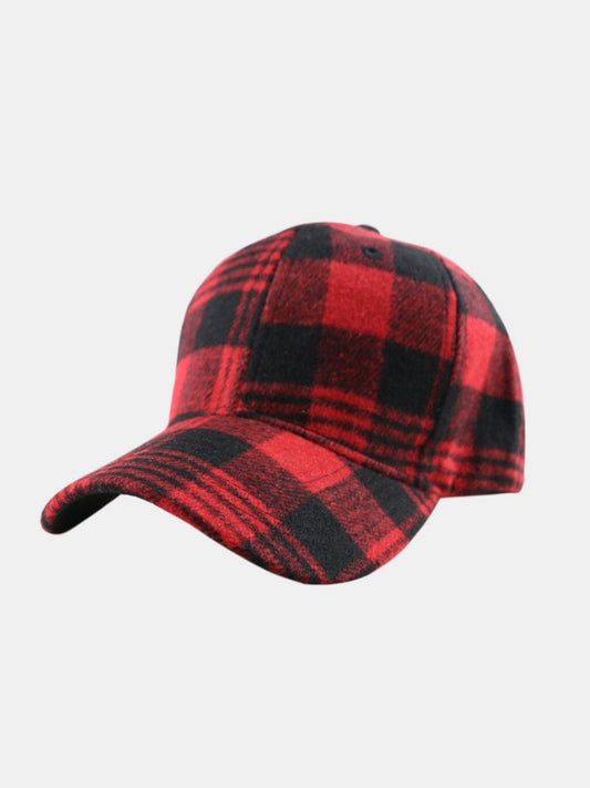 Plaid Adjustable Cotton Baseball Cap - Trendsi