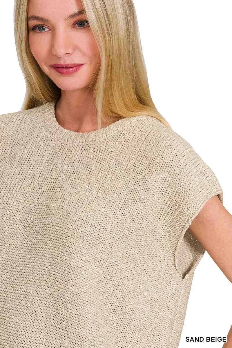 Zenana Oversized Crew Neck Sweater Vest - Trendsi - Flyclothing LLC