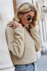 Long Sleeve Fuzzy Hoodie - Trendsi - Flyclothing LLC