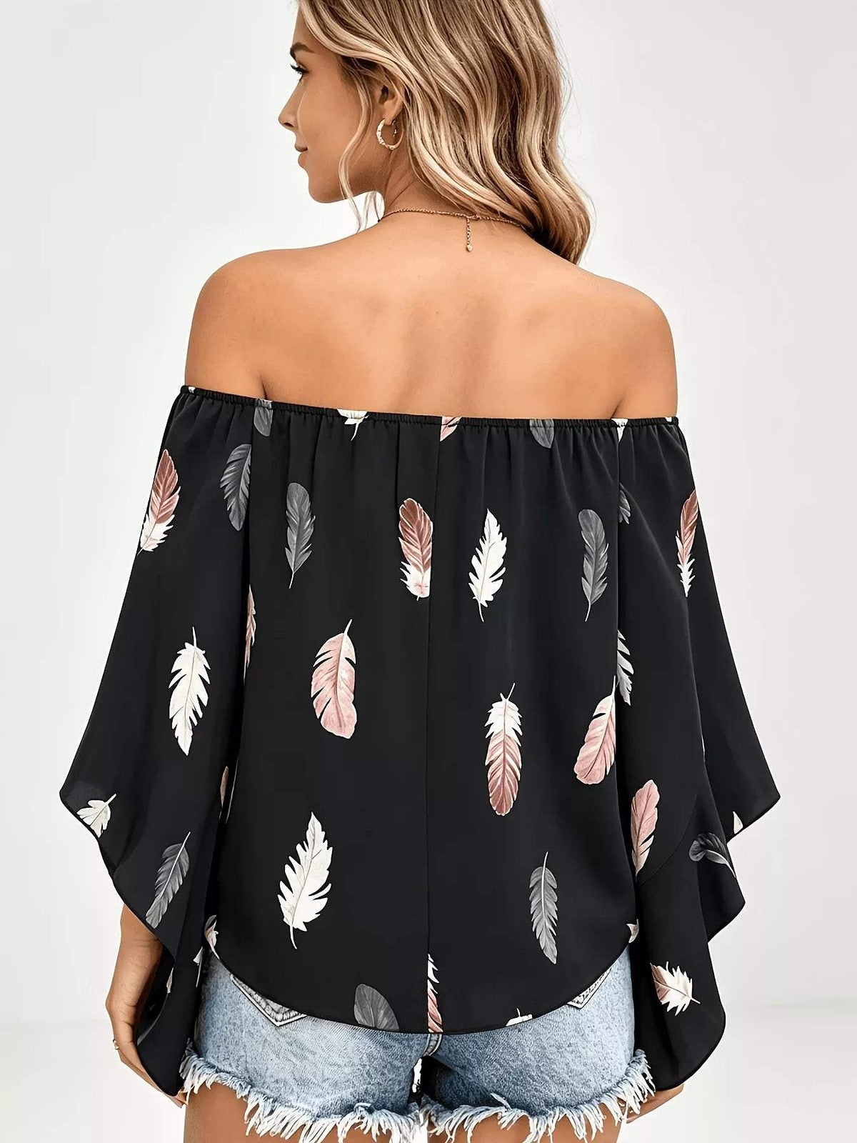 Printed Off Shoulder Blouse - Trendsi - Flyclothing LLC