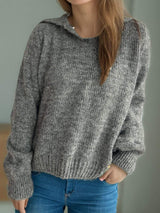 Collared Neck Long Sleeve Sweater - Trendsi - Flyclothing LLC