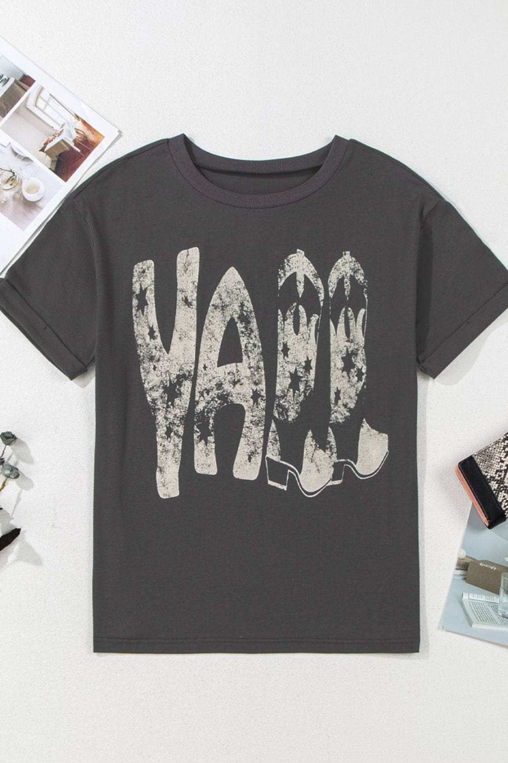 YALL Cowboy Boots Graphic Short Sleeve T-Shirt - Trendsi - Flyclothing LLC