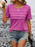 Round Neck Short Sleeve Top - Trendsi - Flyclothing LLC