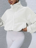 Drawstring Turtleneck Zip Up Long Sleeve Jacket - Trendsi - Flyclothing LLC