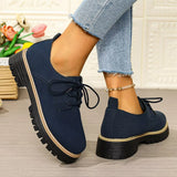 Round Toe Lace-Up Loafers - Trendsi - Flyclothing LLC