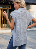 Side Slit Turtleneck Sweater Vest - Trendsi - Flyclothing LLC