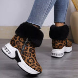 Fuzzy Side Zipper Platform Ankle Boots - Trendsi - Flyclothing LLC