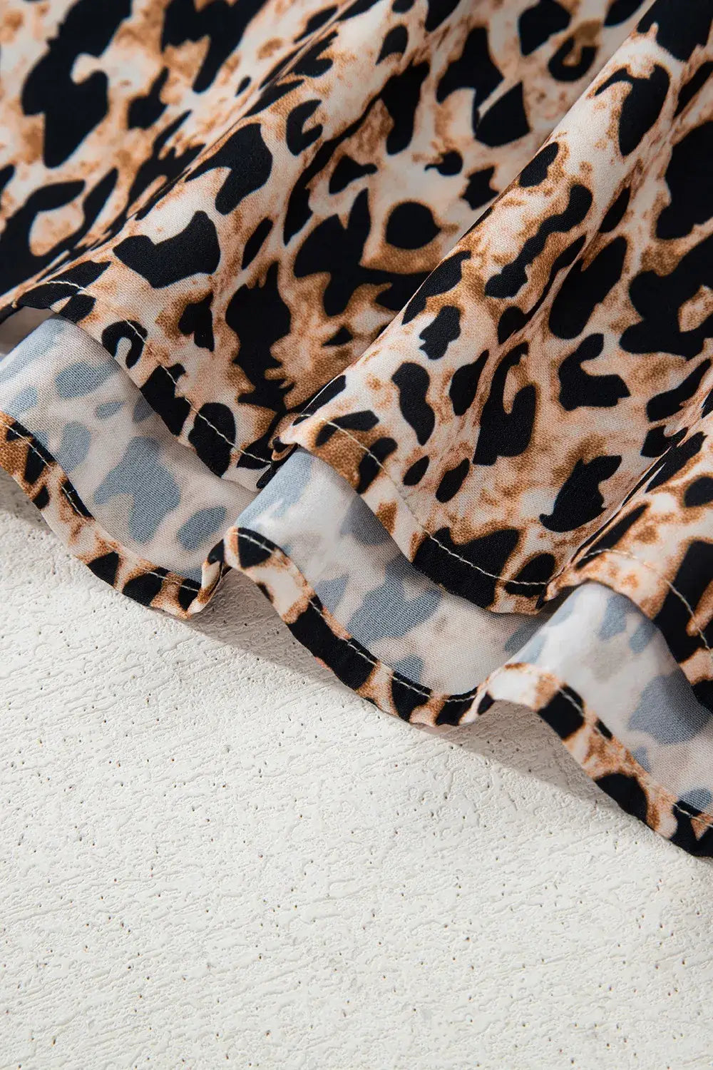 Leopard Notched Half Sleeve Blouse - Trendsi - Flyclothing LLC