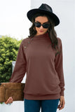 Decorative Button Long Sleeve Sweatshirt - Trendsi