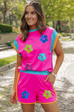Sequin Round Neck Top and Shorts Set - Trendsi - Flyclothing LLC