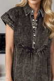 Half Snap Cap Sleeve Denim Dress - Trendsi - Flyclothing LLC