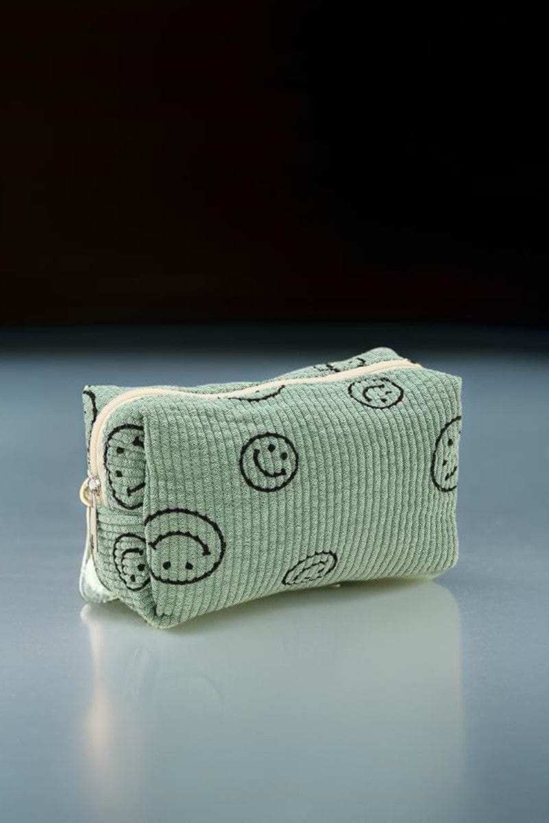 Zenana Smiley Face Corduroy Cosmetic Pouch - Trendsi - Flyclothing LLC