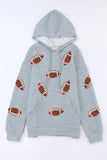 Drawstring Football Long Sleeve Hoodie - Trendsi