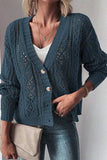 Openwork Button Up Long Sleeve Cardigan - Trendsi - Flyclothing LLC