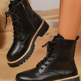 Lace-Up Platform Boots - Trendsi - Flyclothing LLC