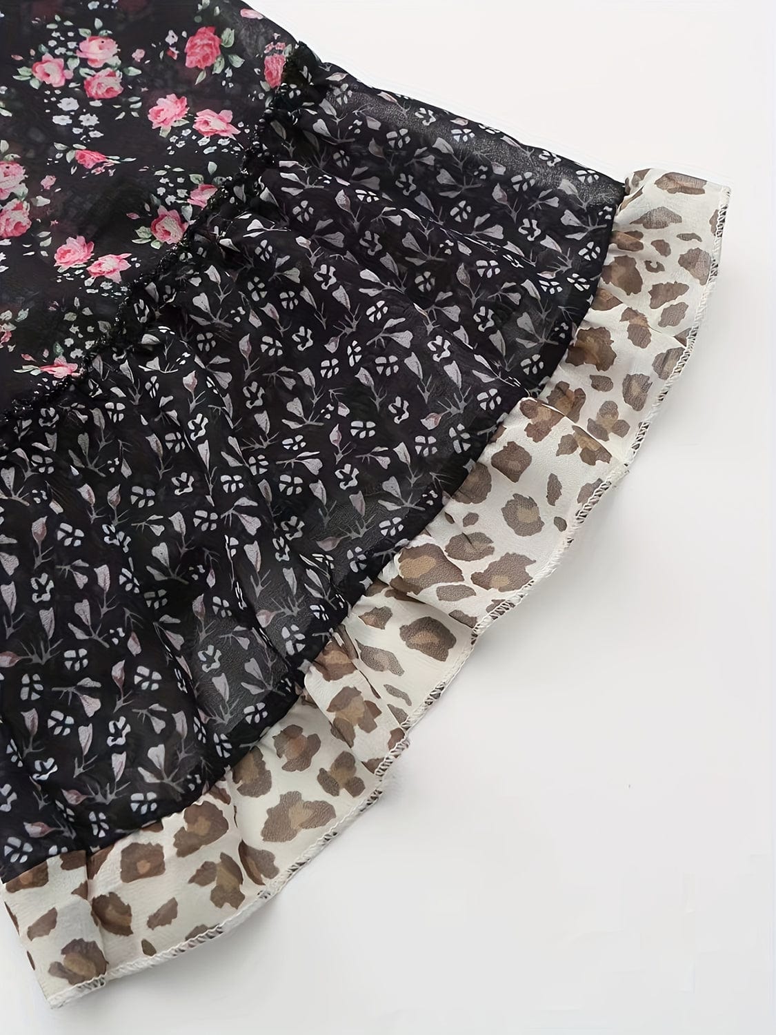 Full Size Frill Printed Round Neck Half Sleeve Blouse - Trendsi