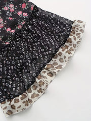 Full Size Frill Printed Round Neck Half Sleeve Blouse - Trendsi