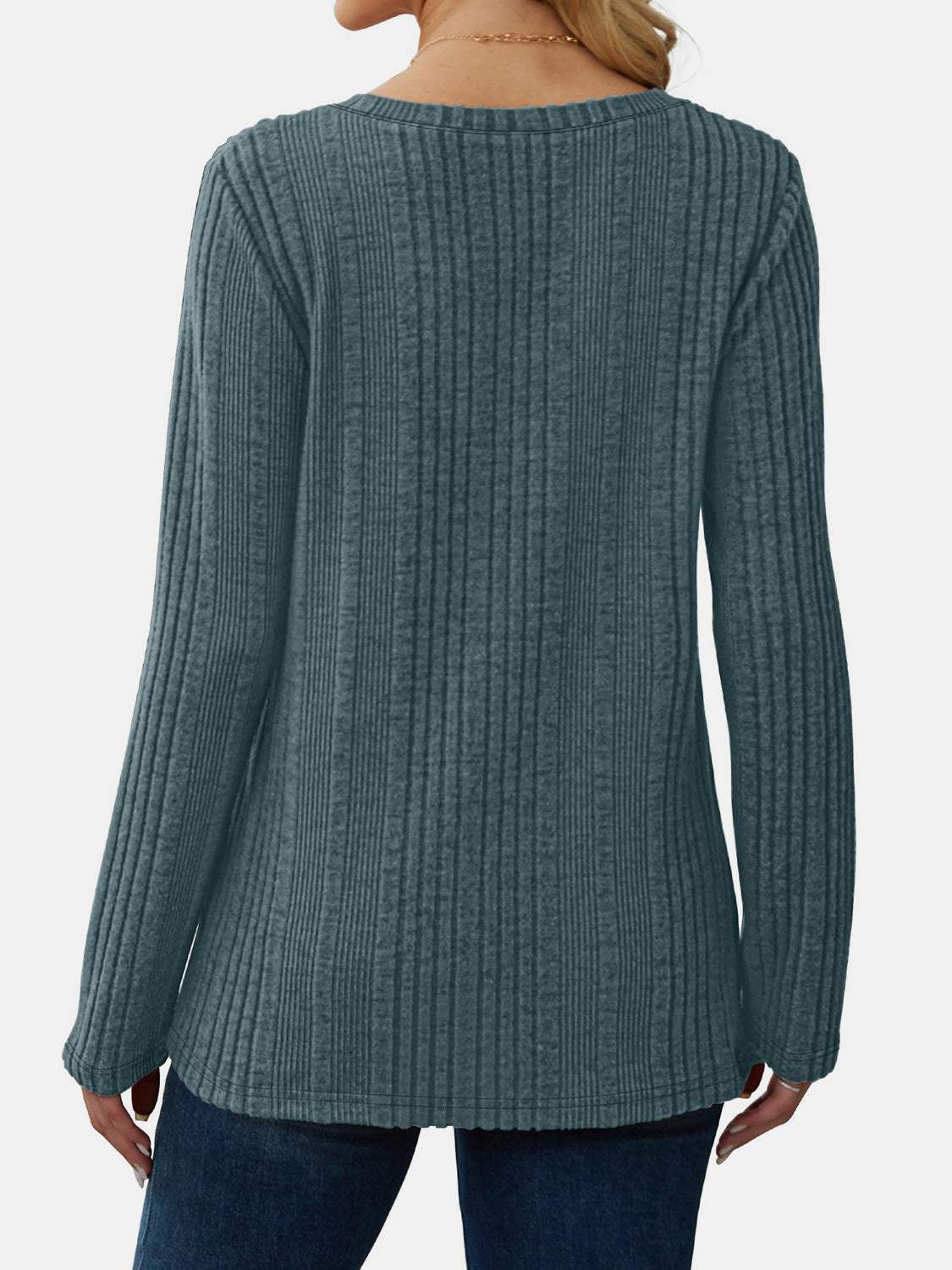 V-Neck Long Sleeve T-Shirt - Trendsi - Flyclothing LLC