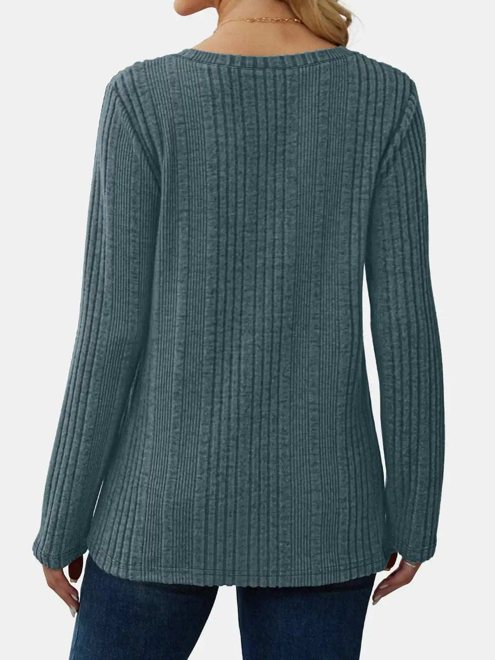 V-Neck Long Sleeve T-Shirt - Trendsi - Flyclothing LLC