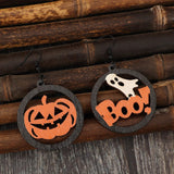Hollow Pumpkin & Letter Wooden Earrings - Trendsi